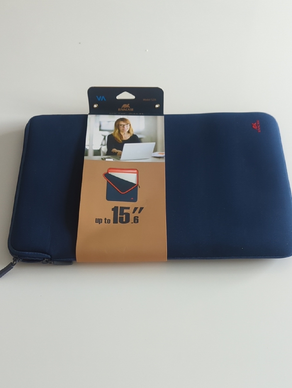 Rivacase Navy 15.6" Laptop Sleeve - Padded Protective Case - New